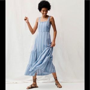 MW Embroidered Button-Back Tiered Sundress